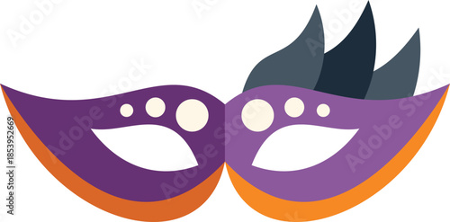 Purple carnival mask with feathers is representing celebration, parties and festivals