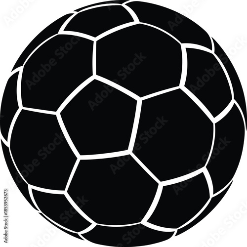 A round soccer ball vector illustration of a black and white leather football sphere isolated on a white background as a sports equipment object for team games and leisure fun