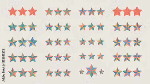 Minimal luxury vector illustration featuring golden silk star banners, premium quality rating icons, clean modern composition, isolated on white