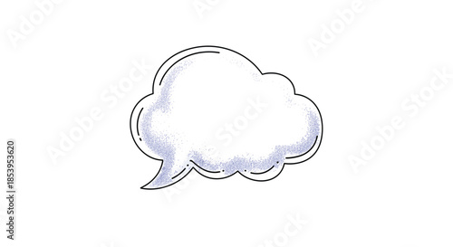 Soft and dreamy speech bubble illustration with a stippled texture and a blue gradient for a creative and unique conversational element.