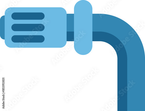 Blue water pipe with valve connecting two pipes, plumbing service and installation concept