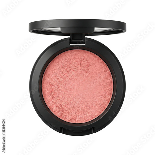 Foto Open Black Compact With Pink Powder Blush Cosmetic