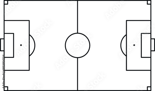 Soccer Field Line Icon Vector Representing Football Pitch Layout, Sports Stadium Markings, Match Strategy Diagram and Game Plan Design Concept