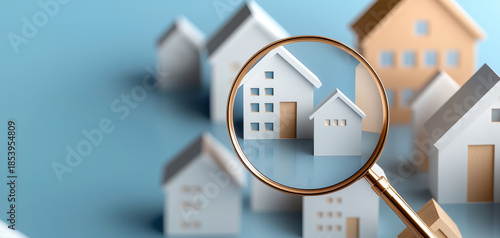 Real estate property housing magnifying search focus investment mortgage market neighborhood