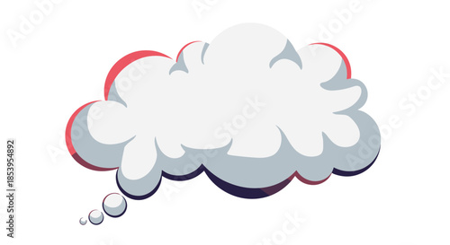 Playful thought bubble illustration with cloud like layers soft red outlines and grey shadows for creative brainstorming or dialogue.