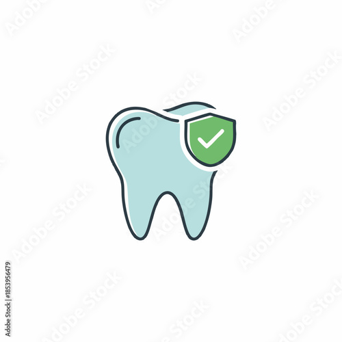 A tooth icon with a shield showing a checkmark, implying dental protection