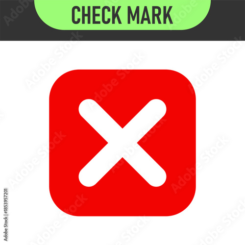 check mark icon button set. check box icon with right and wrong buttons and yes or no checkmark icons in green tick box and red cross. vector illustration	