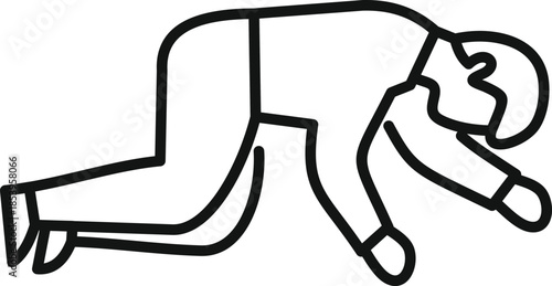 Crawling businessman icon symbolizing exhaustion, stress, burnout, overwork, and mental health issues in the corporate world