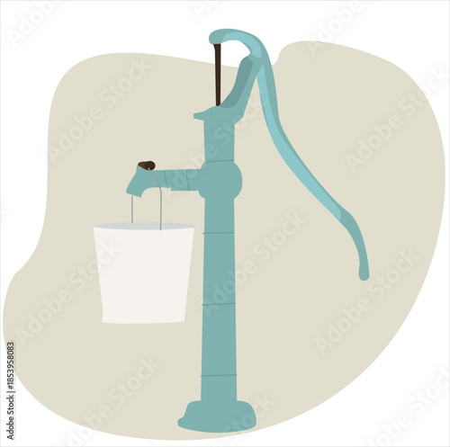 manual well pump and bucket
