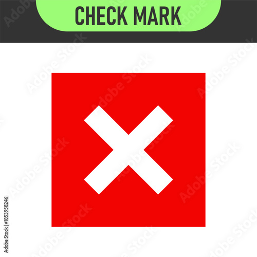 check mark icon button set. check box icon with right and wrong buttons and yes or no checkmark icons in green tick box and red cross. vector illustration	