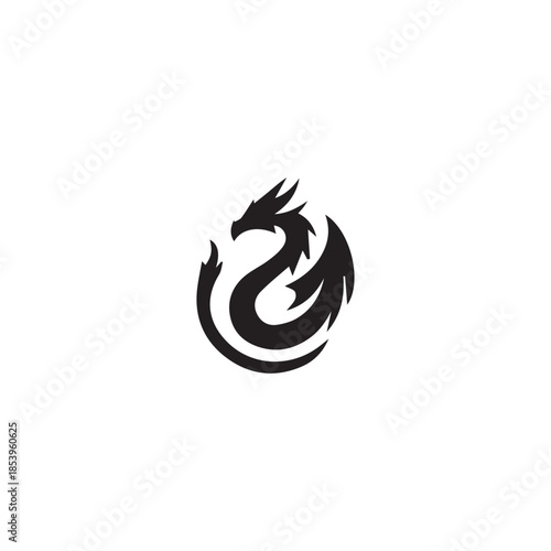 Stylized black dragon forming a circular tribal design