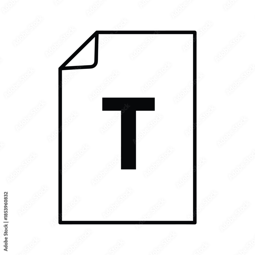 Fototapeta premium Document with Letter T Icon