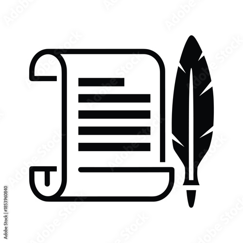 Document with Quill Pen Icon