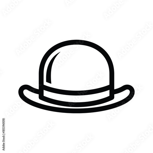 Black Bowler Hat Icon Illustration