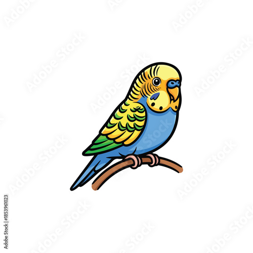 Cute Budgie Bird Cartoon Illustration