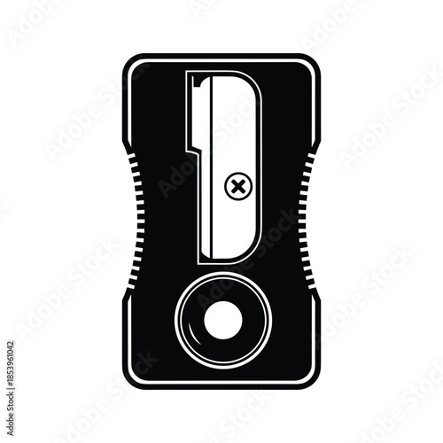 Black pencil sharpener icon on white background