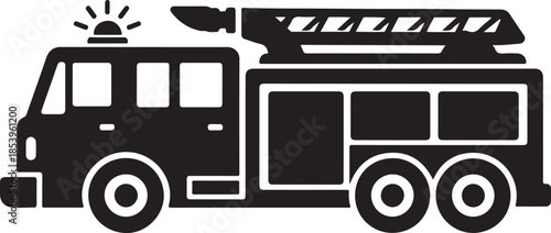 Emergency City Service Fire Truck Silhouette Vector