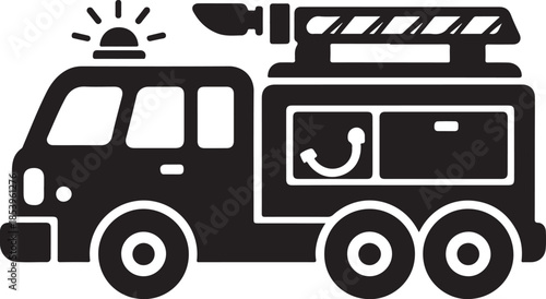 Child Friendly Fire Truck Silhouette Vector