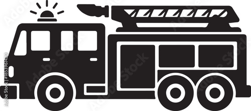 Firefighter Fire Truck Silhouette Vector