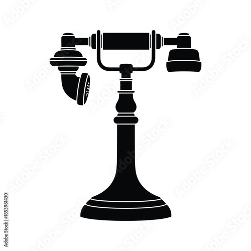 Vintage Telephone Icon Black White