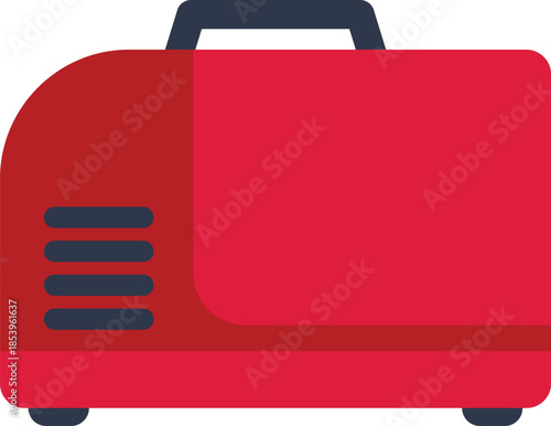 Red portable generator supplying electricity in an emergency situation