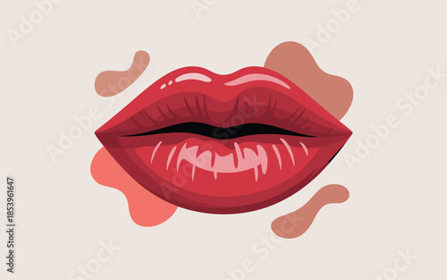 A close-up of red lips with lipstick smudges around them in a digital illustration.