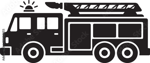 Fire Truck Side View Silhouette Vector