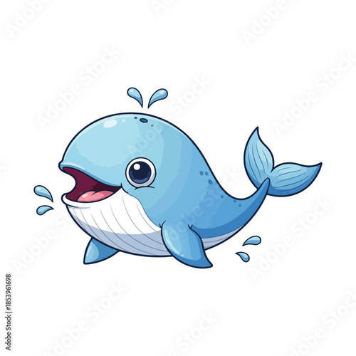 Happy Blue Whale Cartoon
