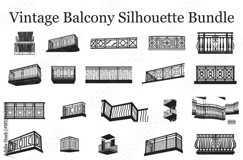 Vintage Balcony Silhouette Bundle