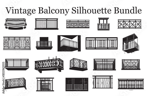 Vintage Balcony Silhouette Bundle