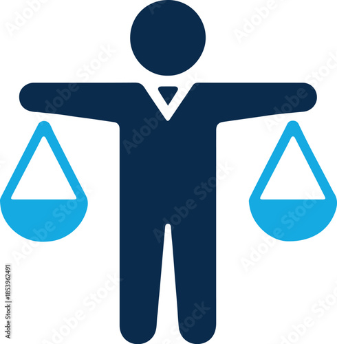 Justice Icon Balanced Figure with Scales and Tie