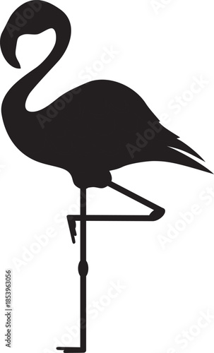 Flamingo, flamingo silhouette, black flamingo icon on a white background. Vector, designer illustration, web banner. Vector.