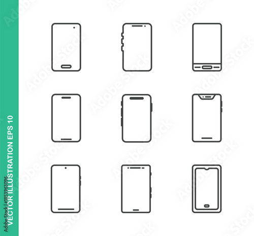 Smartphone Icons. Thin Line Symbol Elements Collection.