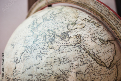 Wallpaper Mural Close-up shot of the northern hemisphere of an antique globe showing Europe and Africa Torontodigital.ca