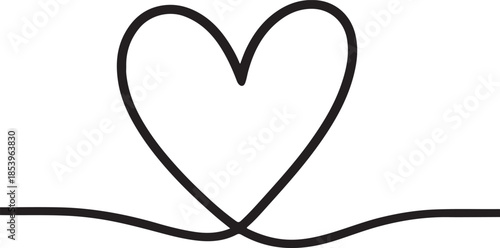 line art outline vector illustration of heart shape heart clipart, hand drawn doodle heart continuous one line drawing, love sign, symbol, valentines day, wedding, heart month