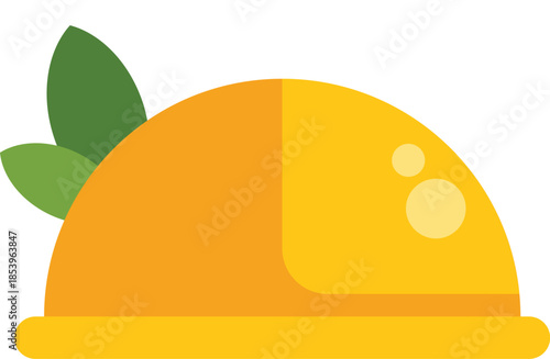 Bright and stylized orange with leaves, conveying a sense of freshness and health