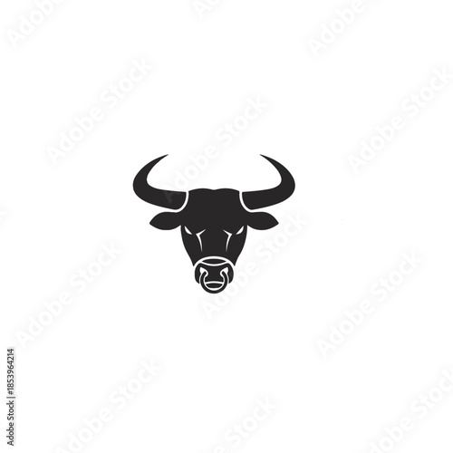 Bull head silhouette logo vector illustration.