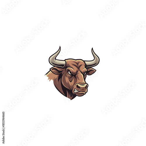 Cartoon Bull Head Logo Illustration for Branding.