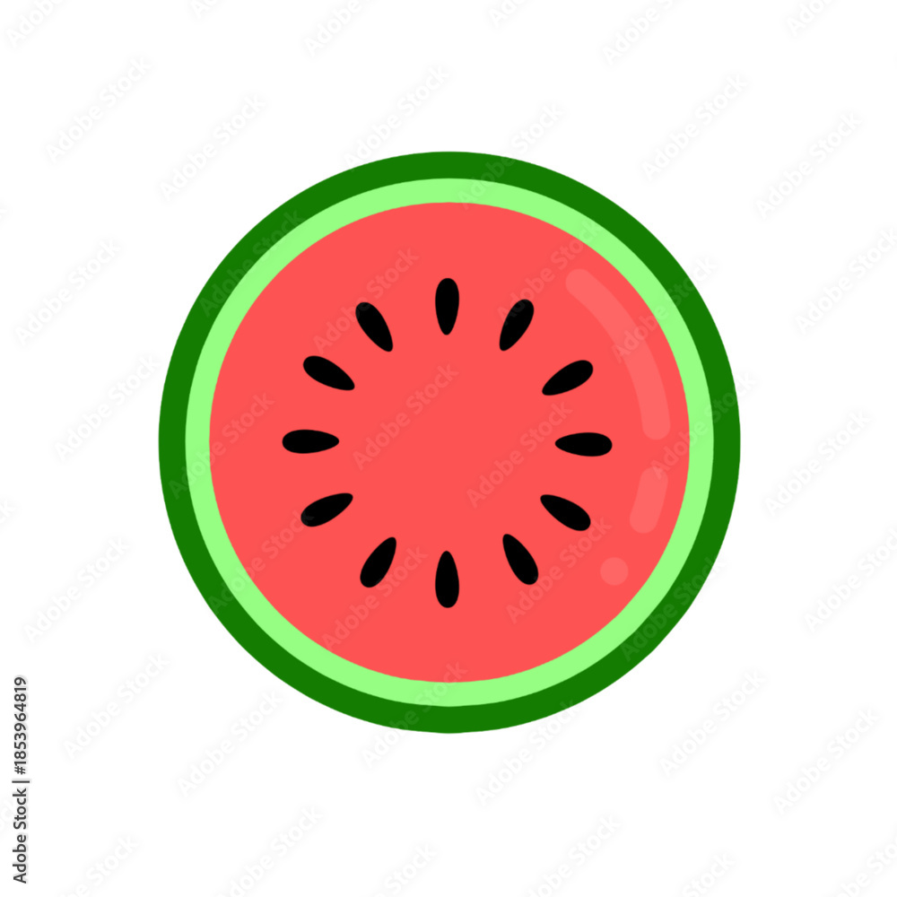 Fototapeta premium Slice of watermelon icon. Watermelon slice illustration. Watermelon cartoon design