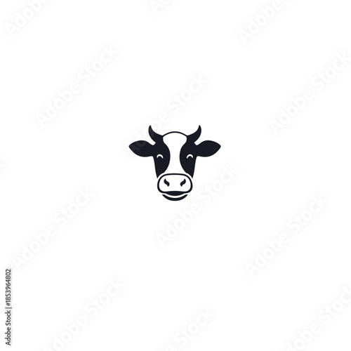 Minimalist Cow Head Logo Emblem Illustration.