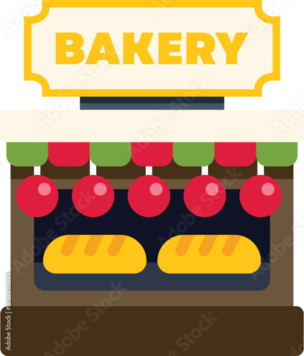 Festive bakery stand decorated with christmas ornaments, displaying freshly baked bread loaves for the holiday season