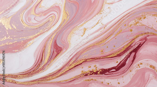 金箔が煌めくピンクと白のマーブル模様