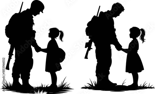 Soldier and Daughter Silhouettes
