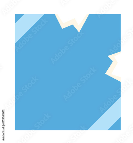 Light blue square is breaking apart showing the white background behind it