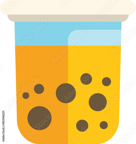 Boba tea or pearl milk tea with delicious tapioca pearls and cream cheese foam in a modern plastic cup with lid