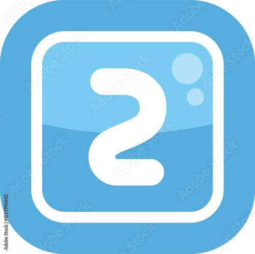 Number two logo is forming bubbles inside blue rounded square, suitable for cleaning company