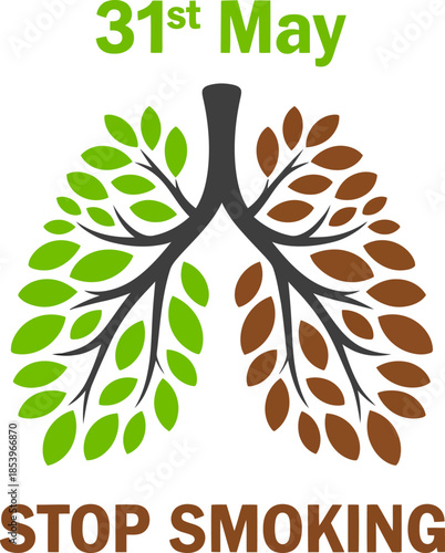 World No Tobacco Day Concept with Lung Shaped Tree Branches and Stop Smoking Text