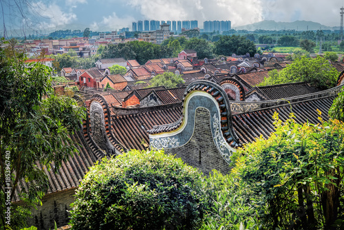 Foshan city, Guangdong, China, 8.06.25. Changqi Ancient Village in Lubao Town, Sanshui, has a history of 600 years. Stone carvings, stucco sculptures, murals and other elements of Linnan style abound.