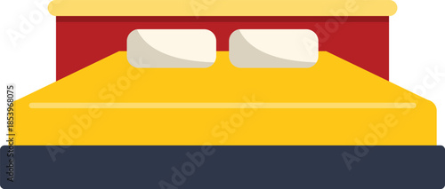 Yellow double bed with two pillows inviting a relaxing sleep, perfect for representing comfort and rest