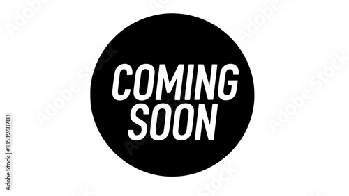 Coming soon notice white and black icon